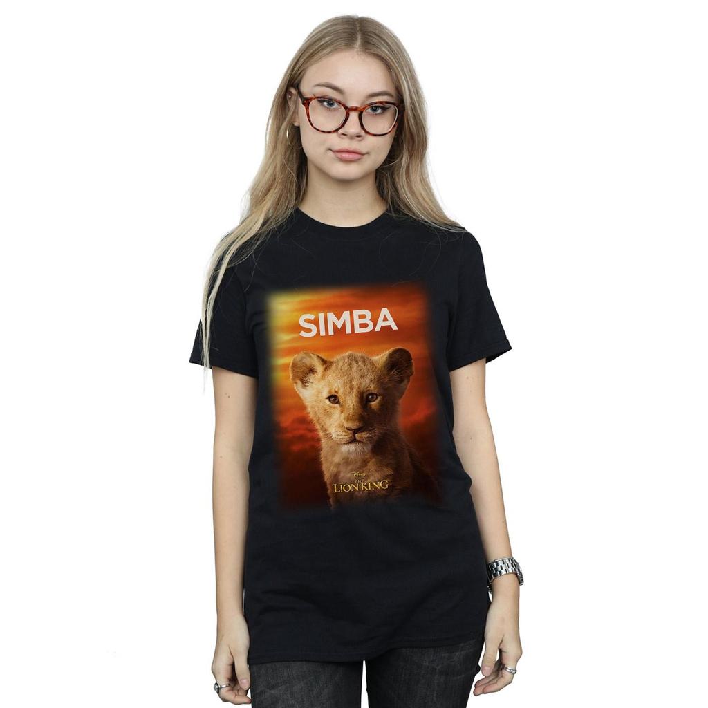 Disney Womens/Ladies The Lion King Movie Baby Simba Poster Cotton Boyfriend T-Shirt
