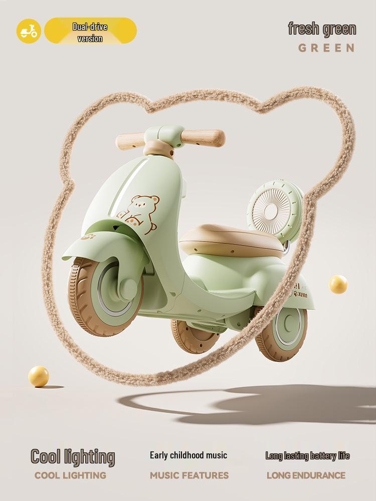 Детский электрический трехколесный мотоцикл с пультом дистанционного управления и световыми эффектами для мальчиков и девочек - Автомобиль Мулан