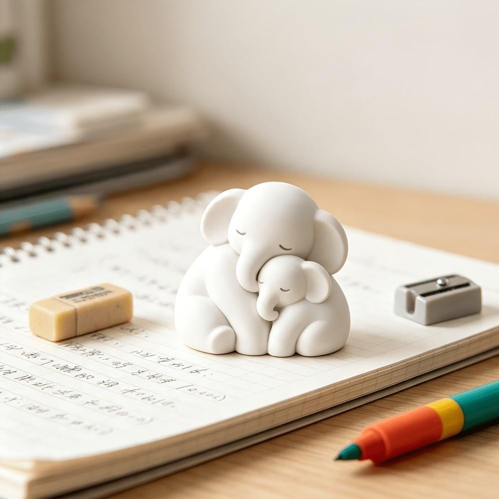 3D Printed Sitting Elephant Figurine Minimalist Warm Elephant Ornament Mother's Day Gifts