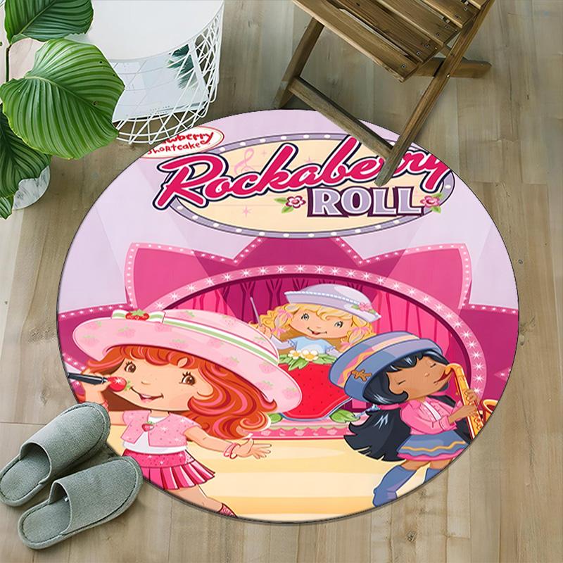 1pc Strawberry Princess1 Print Round Carpet Chair Round Carpet Suitable for Bedroom Living Room Home Decorative Carpet