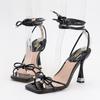 Fashion Sexy 9cm Strappy High Heels Women Summer Bow Tie Sandals Purple Stripper Heels Lace Up Gladiator Sandals Prom Shoes Plus Size 42