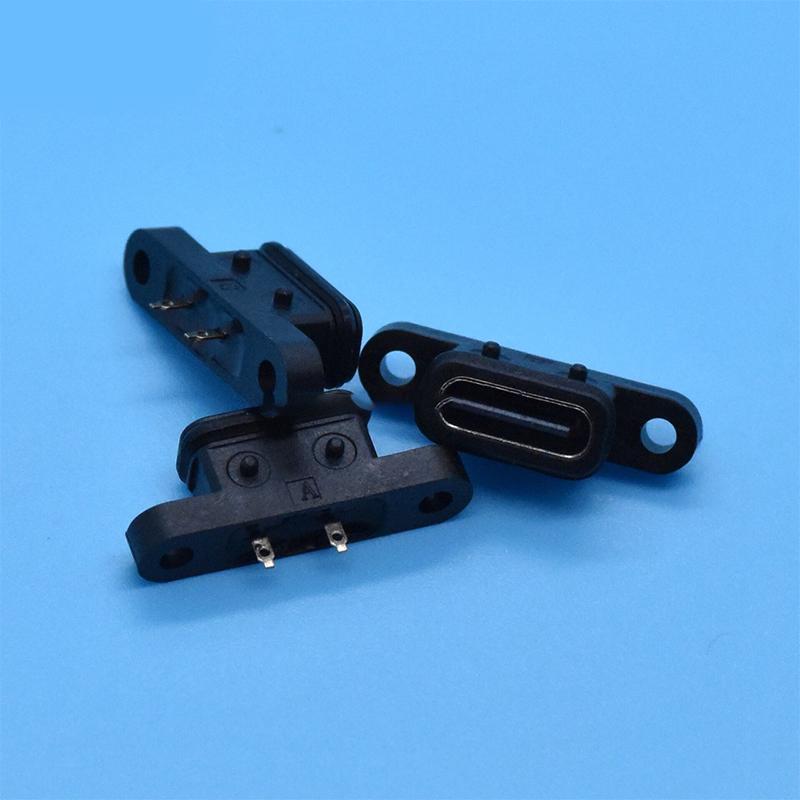 2 шт. Typec 2-контактный водонепроницаемый женский USB-разъем C с отверстием для порта быстрой зарядки