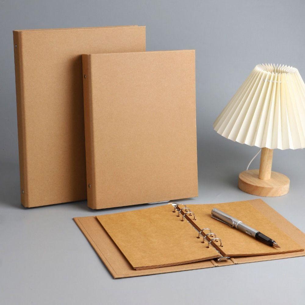 A5 B5 A4 Kraft Paper Binder Cover Kraft Paper Perforated Binder Folder New Binder File Clip