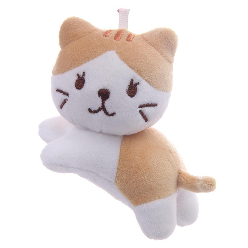 Cartoon Cute Six-Color Tilt Head Lying Plush Toy Cat Kitten Doll Backpack Pendant Decoration Christmas Halloween Gift Preferred