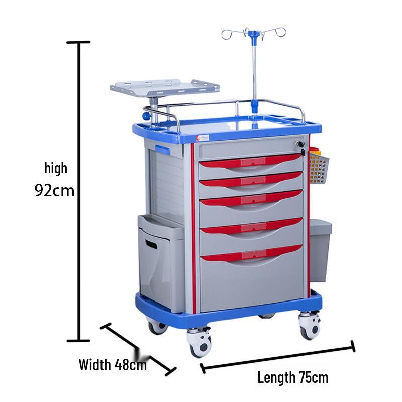 ABS Emergency Medical Cart with Flip-Top and Multiple Drawers