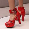 High Heels Women's Sandals Summer Shoes Platform 2024 Ankle Strap Black Red Pumps Wedding Dance Party Shoes Ladies Large Size