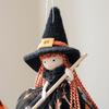 Halloween Witch Doll Decor with Broom Small Witch Figurine with Gauze Skirt Kitchen Hanging Witch Ornament for Room Door Window Halloween Decor