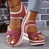 Summer New Color Matching Sports Style Platform Sandals Women's Muffin Bottom Velcro Large Size Beach Sandals
