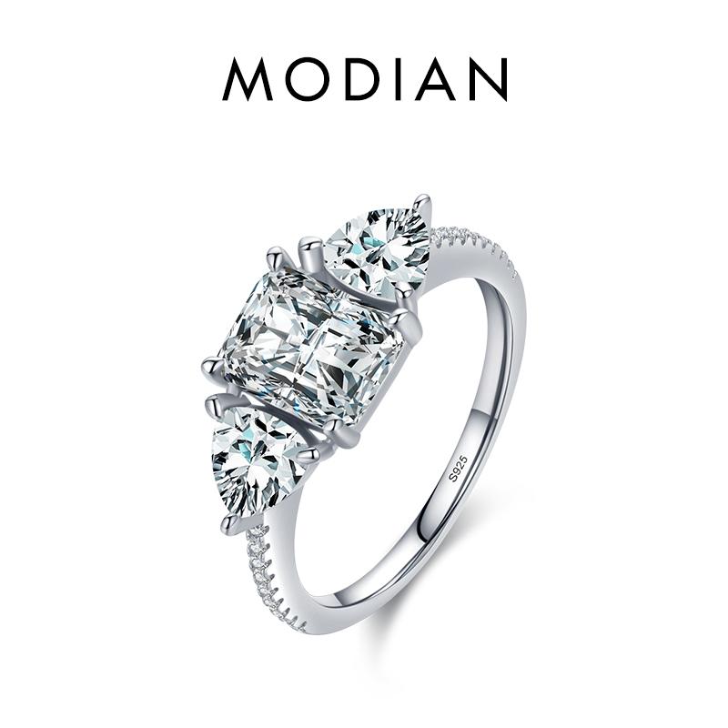 MODIAN 925 Sterling Silver High Quality Luxury Sparkling Zirconia Finger Ring For Women Classic Wedding Engagement Jewelry