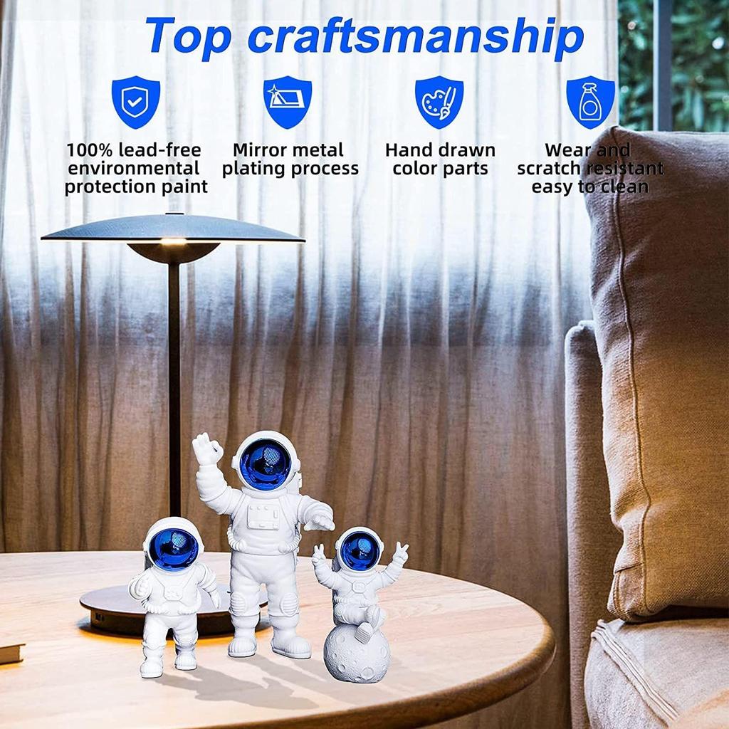 Polyvinyl Chloride 3Pcs Astronaut Action Figurine Home Decor Astronaut Statue Study Office Desk Decor Showpiece Gift Accessories