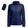 Women's Lightweight Down Jacket, Solid Color, Stand Up Collar, Down Jacket With Pockets