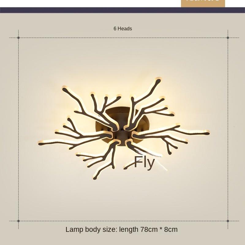 Лампа для гостиной, простой современный железный бытовой светодиодный потолочный светильник, персонализированный светильник для ветки дерева, светильник для спальни