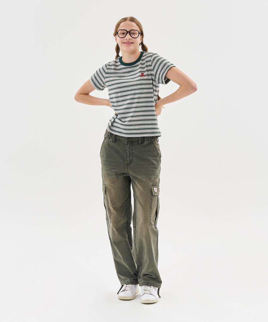 AECA Stripe Half Sleeve Tee-Green