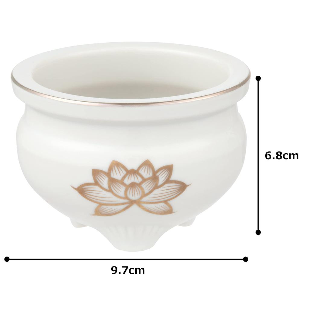Tomatsu Shoten Buddhist Altar Accessories, Shinto Altar Accessories, White Gold Lotus 3.0 Incense Burner AM-TM591