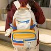 Color Block Women's Backpack Nylon Waterproof Travel Backpack Student Schoolbag