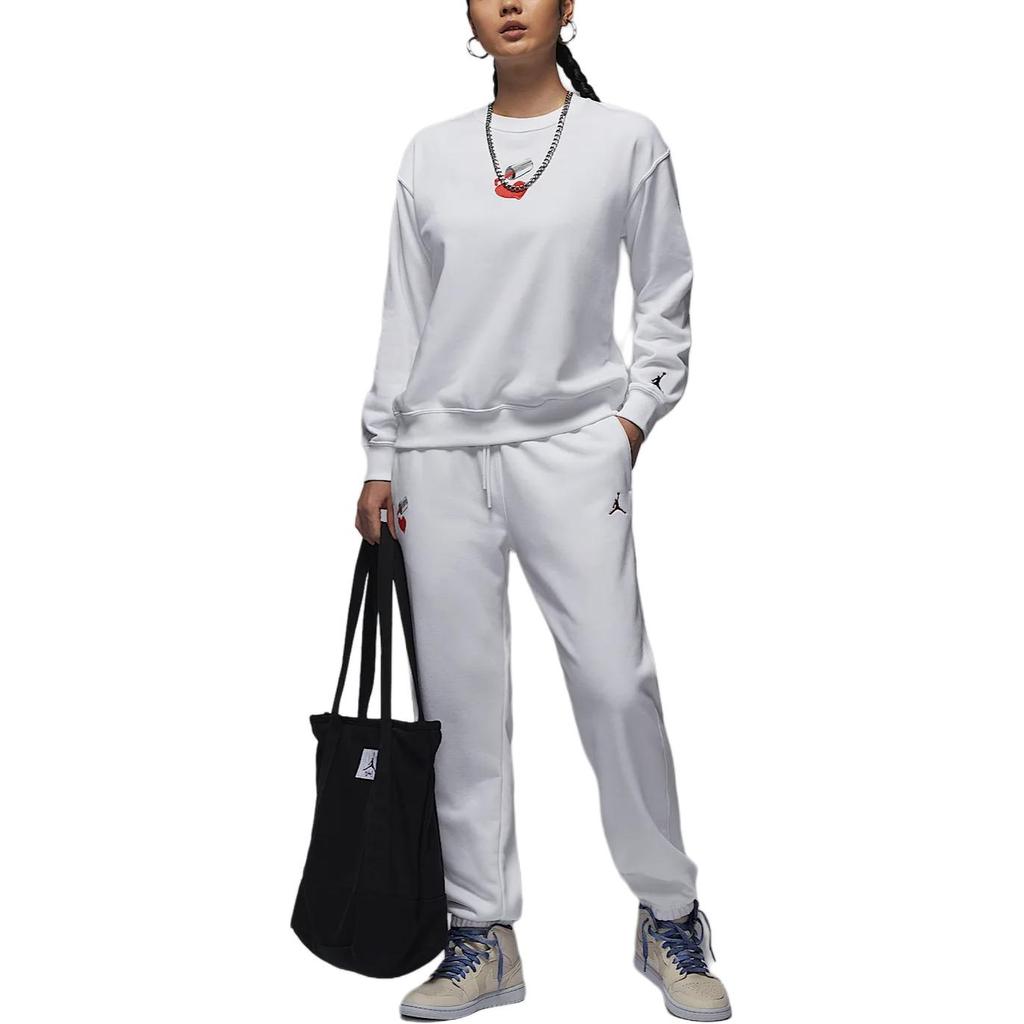 (WMNS) Air Jordan Brooklyn Fleece Crew Neck Sweatshirt Asia Sizing 'White' Women's HV9371-100