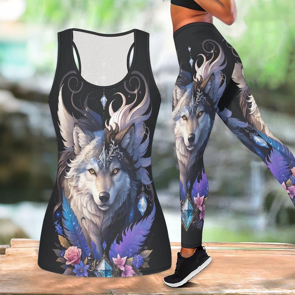 Умные животные Принт Узор Йога Наряд для Женщин Модный Тренировочный Леггинсы Фитнес Спорт Повседневный Йога Набор Спортивный Костюм