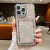 Pink Bowknot Print Clear Soft Silicone Phone Case For iPhone 16 15 Pro Max 14 Pro 13 12 11 Card Slot Shockproof Slim Transparent Bumper Cover