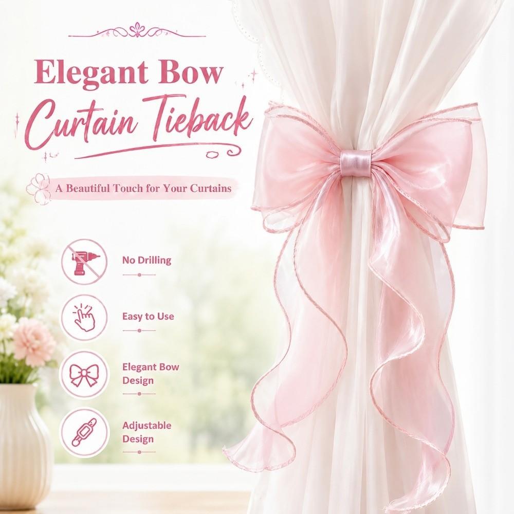2PCS Non Drilled Curtain Clips Home Decor Curtain Tieback Romantic Bow Curtain Tie Home Decor