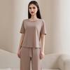 Women's Summer Pajama Set Round Neck Short Sleeve Top And Pants Sleepwear Set Casual Loose Two Piece Lounge Set