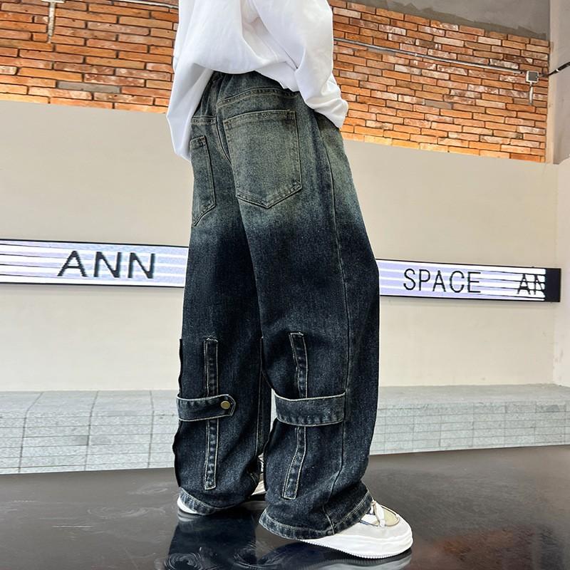 Boys Trousers Spring Autumn Wide Leg Jeans Stylish Kids Casual Straight Leg Denim Pants For Big Boys