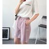 Шорты с высокой талией и застежкой на пять точек, женские модные широкие брюки, утягивающие брюки, свободные спортивные повседневные брюки, средние брюки