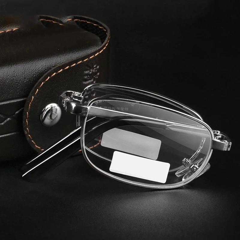 Portable Metal Foldable Reading Glasses Ultralight Men Business Presbyopia Glasses Eyewear With Random Case +0.5+0.75to+6.0
