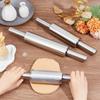 Stainless Steel Rolling Pin Non-stick Pastry Dough Roller Bake Pizza Noodles Dumpling Cookie Pie Making Baking Tool For Kitchen