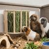 Practical Wooden Bunny Hay Feeder Hanging Fixed Grass Dispenser Rabbit Hay Holder Detachable Built-in Guinea Pig Feeder Hamster