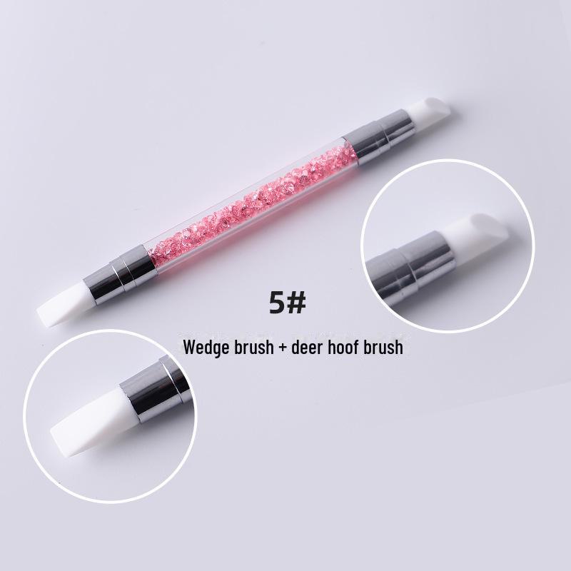 Dual-Head Silicone Manicure Tool: Carving, Embossing, Gradient Smudge, Magic Mirror Powder Applicator