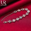 925 Sterling Silver Heart-shaped Inlaid Multi-color AAA Zircon Bracelet Fashionable Wedding Jewelry