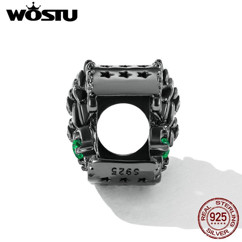 WOSTU 925 Sterling Silver Moonlight Rose & Skull Heart-shaped Rose & Letter A Charms Beads for Women DIY Original Bracelet Necklace Fashion Jewelry