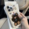 Cute Bear Phone Case For iPhone 11 Case iPhone 15 16 Pro 13 12 14 Pro Max Plus Shockproof Candy Color Bumper Leather Soft Cover