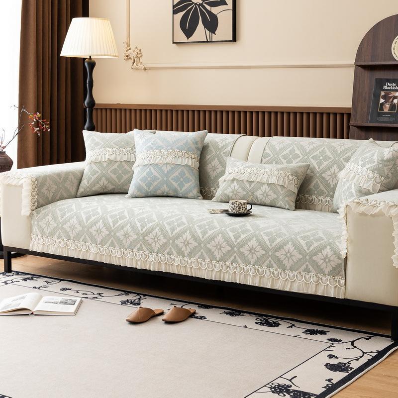 New French Cream Wind Sofa Cushion All Seasons Universal Light Luxury Non-Slip Premium Lace Sofa Cover Cover