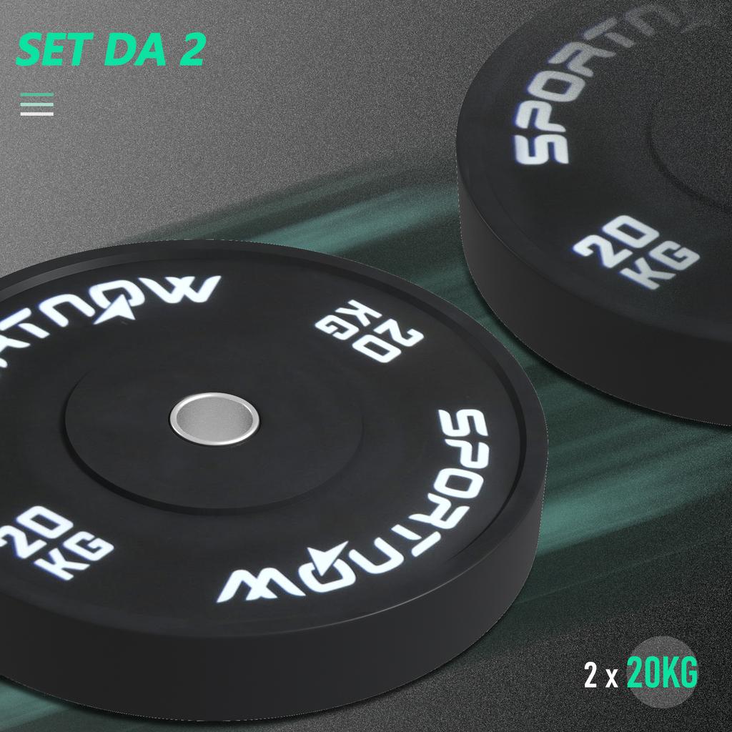 Set of 2 Gym Weight Plates 20kg for Barbell and Dumbbells with diameter 5cm Connection, Black