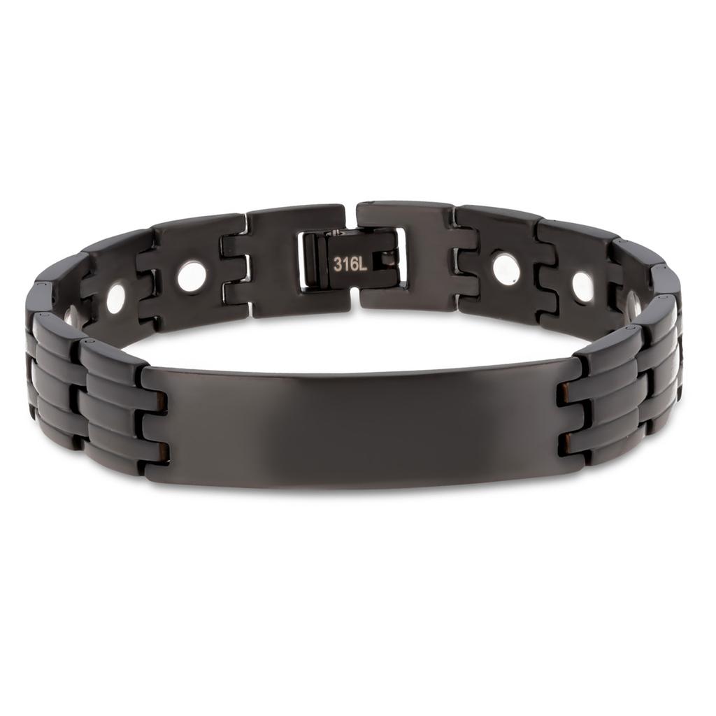 Les Trésors De Lily [R1884] - Men's Bracelet 'Peaceful' Black Steel - 21 Cm 12 Mm
