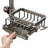 Space Aluminum Dish Sponge Holder Detachable Sink Drip Shelf Kitchen Sink Faucet Organizer  Soap