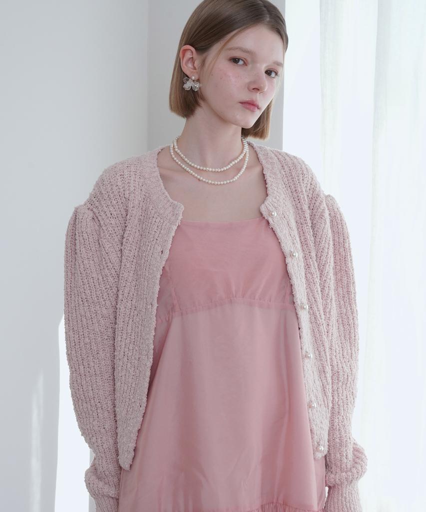 SWEET BITTER Voluminous Puff Cardigan_Pink