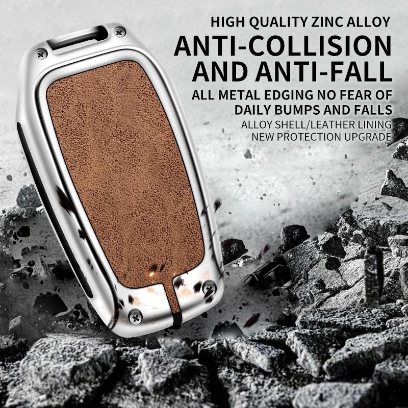 New Zinc Alloy Leather Car Key Case Cover Shell For Toyota CHR Hilux Fortuner JFGD5 Land Cruiser 200 Camry Corolla Crown RAV4 Highland