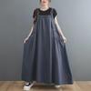 2024 Plus Size Women's Spring/Summer Denim Suspender Swing Dress