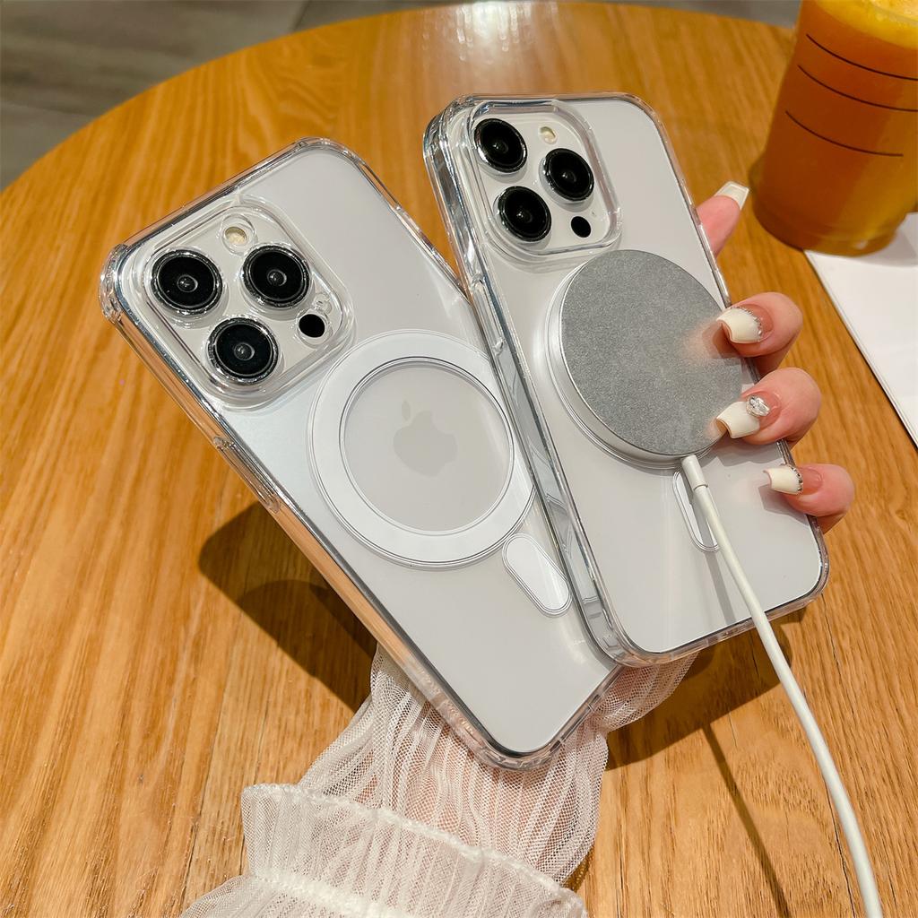 Magnetic Acrylic Cross-border Applicable for Apple 15Promax Transparent Phone Case and Full Cover of IPhone14
