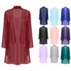 Womens Solid Color Chiffon Cardigans Long Sleeves Open Front Outerwear Dressy Casual Jackets