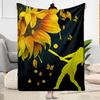 Softball In Sunflower Garden Blankets are suitable for living rooms,making them an ideal choice for outdoor travel and gifts.