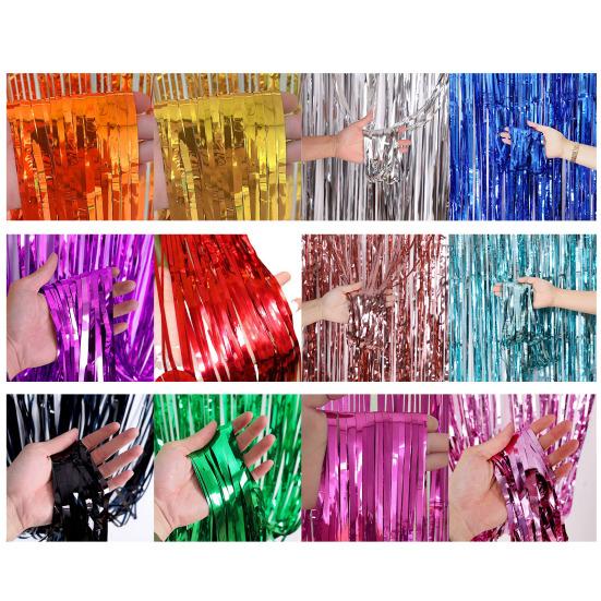 5 шт. Сверкающие фольгированные шторки с бахромой 1x2 м, металлический стримерный фон для свадьбы, дня рождения