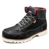 Waterproof Boots Lightweight Sneaker Boots High Cut Casual Boots PU Leather Leather Shoes Wide High Quality Material Stylish Laced Shoes EDM8500 Black