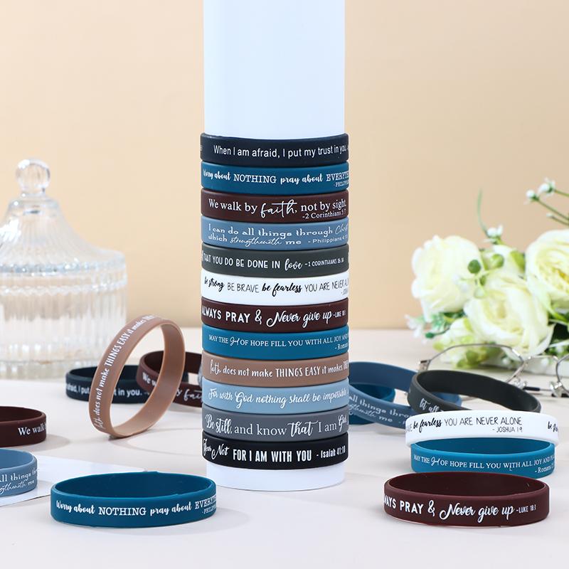 36 шт. религиозные силиконовые браслеты, оптовые библейские резиновые браслеты, красочные вдохновляющие христианские силиконовые браслеты