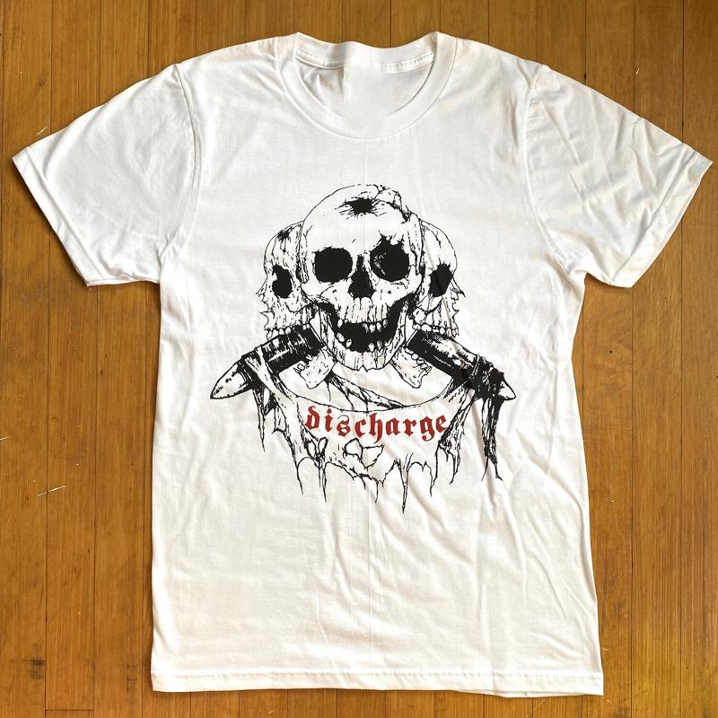 Футболка с принтом 'Discharge Three Skull White', все размеры S-5XL, черная, Ag2123