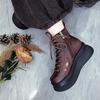 Leather Thick-soled Hollowed-out Cool Boots Women's Summer New Handmade Muffin Bottom Hollowed-out Short Boots Wedge Heel High-top Roman Sandals