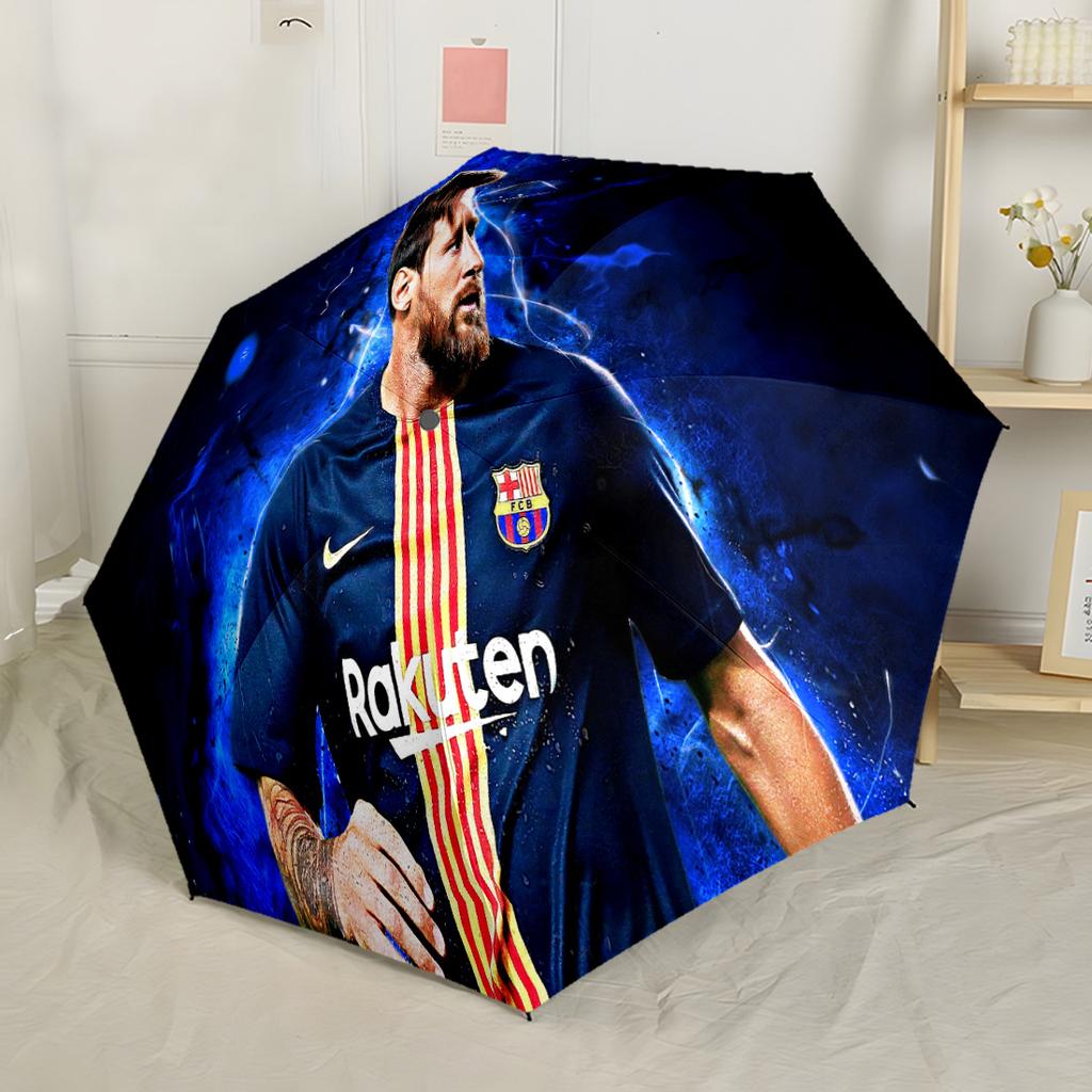 Leo Messi's Electric Moment Portable Automatic Umbrella Compact & Durable 8-Rib Design Sturdy Construction All-Season Use Vibrant Pattern Umbrella