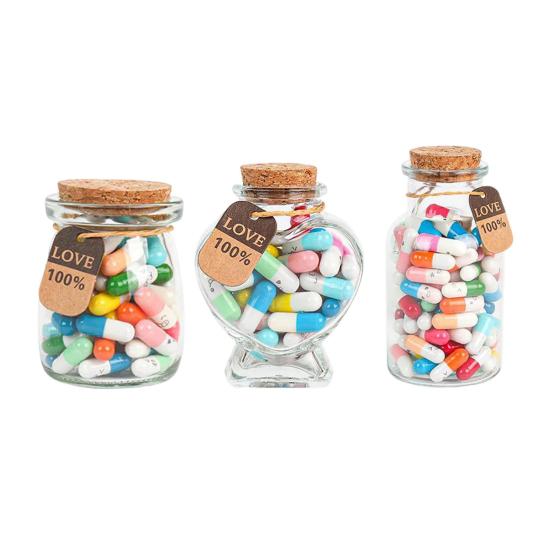 Стеклянная бутылка с капсулами. Капсулы с любовными записками своими руками в бутылке. Набор капсул с секретным посланием. Подарок на день рождения ко Дню святого Валентина.